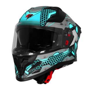 Steelbird
SBH-61 ISS SXE ST2 WITH TPE EDITION GLOSSY BLACK WITH CYAN GREEN