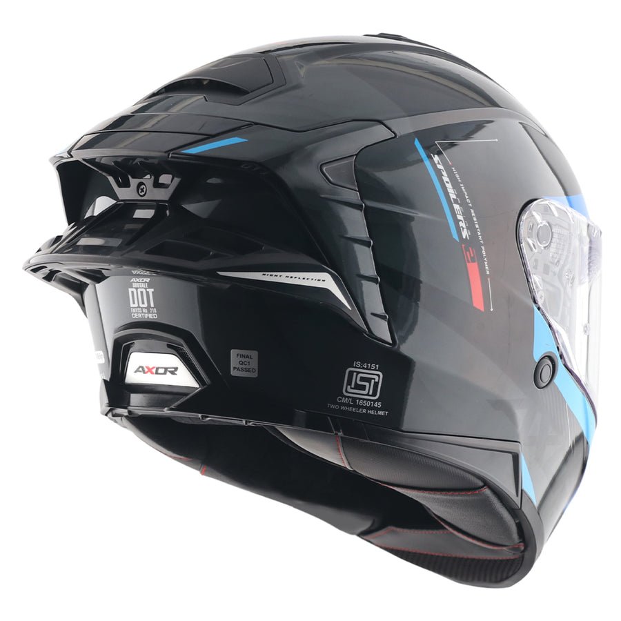 AXOR BRUTALE KRYPTIC DUAL SPOILER HELMET BLACK BLUE - Image 7