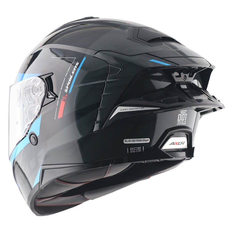 AXOR BRUTALE KRYPTIC DUAL SPOILER HELMET BLACK BLUE - Image 6
