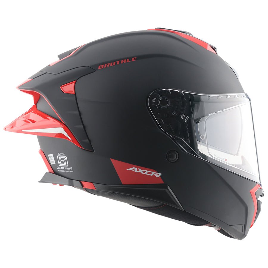 AXOR BRUTALE CORSA DUAL SPOILER HELMET DULL BLACK RED - Image 4