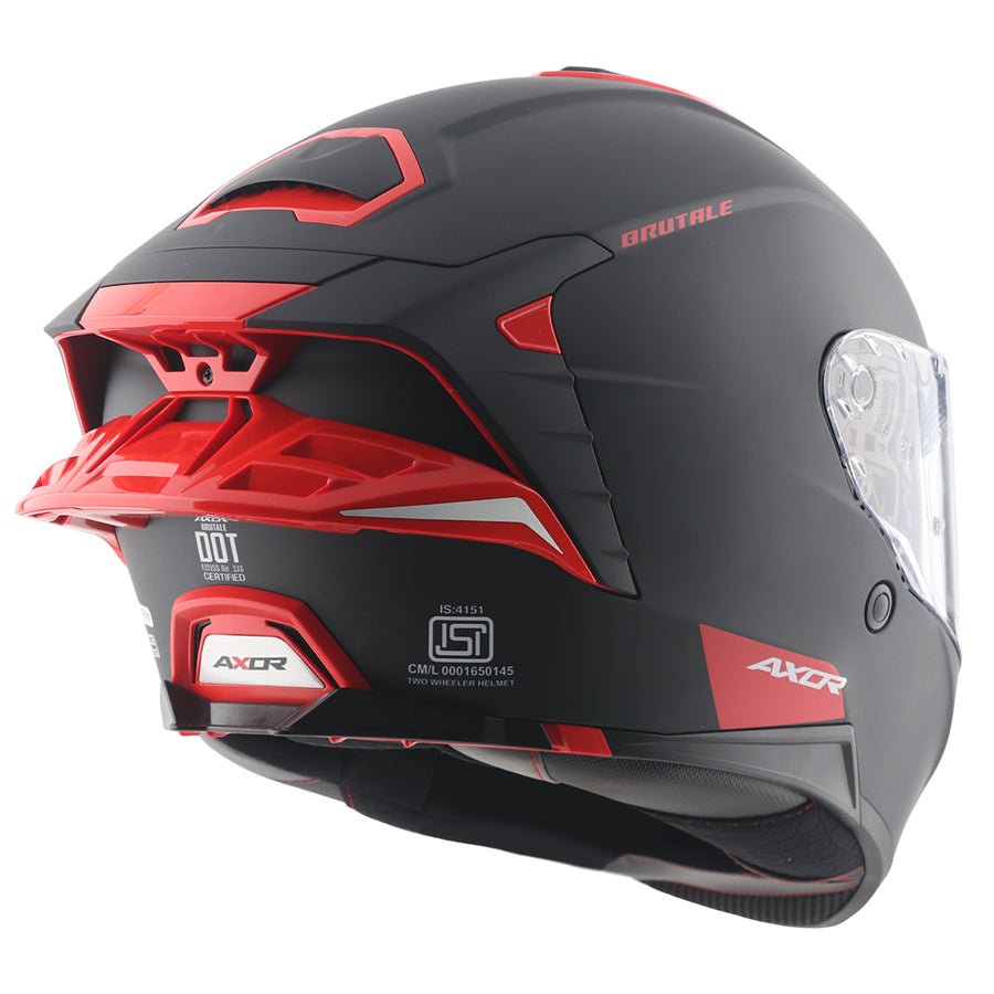 AXOR BRUTALE CORSA DUAL SPOILER HELMET DULL BLACK RED - Image 7