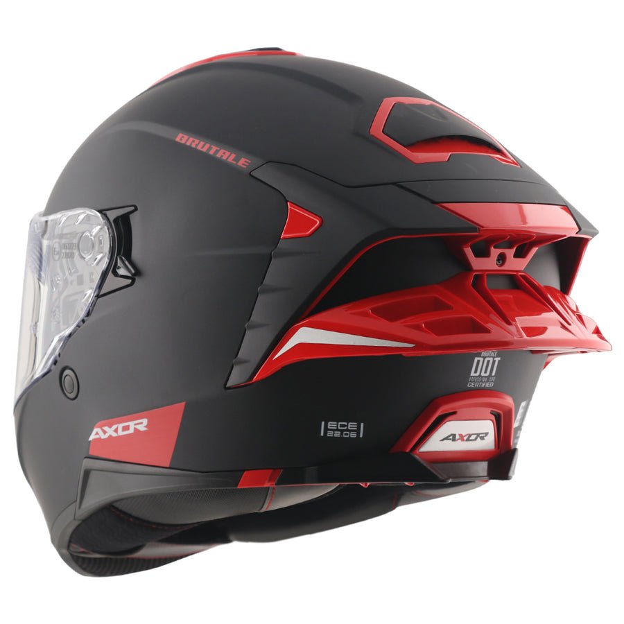 AXOR BRUTALE CORSA DUAL SPOILER HELMET DULL BLACK RED - Image 9